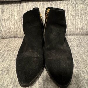 Michael Kors Black Ankle Boots with Gold Zipper